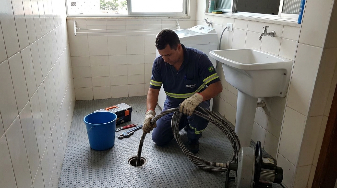 Desentupimento de ralo residencial em Jundiaí‑SP