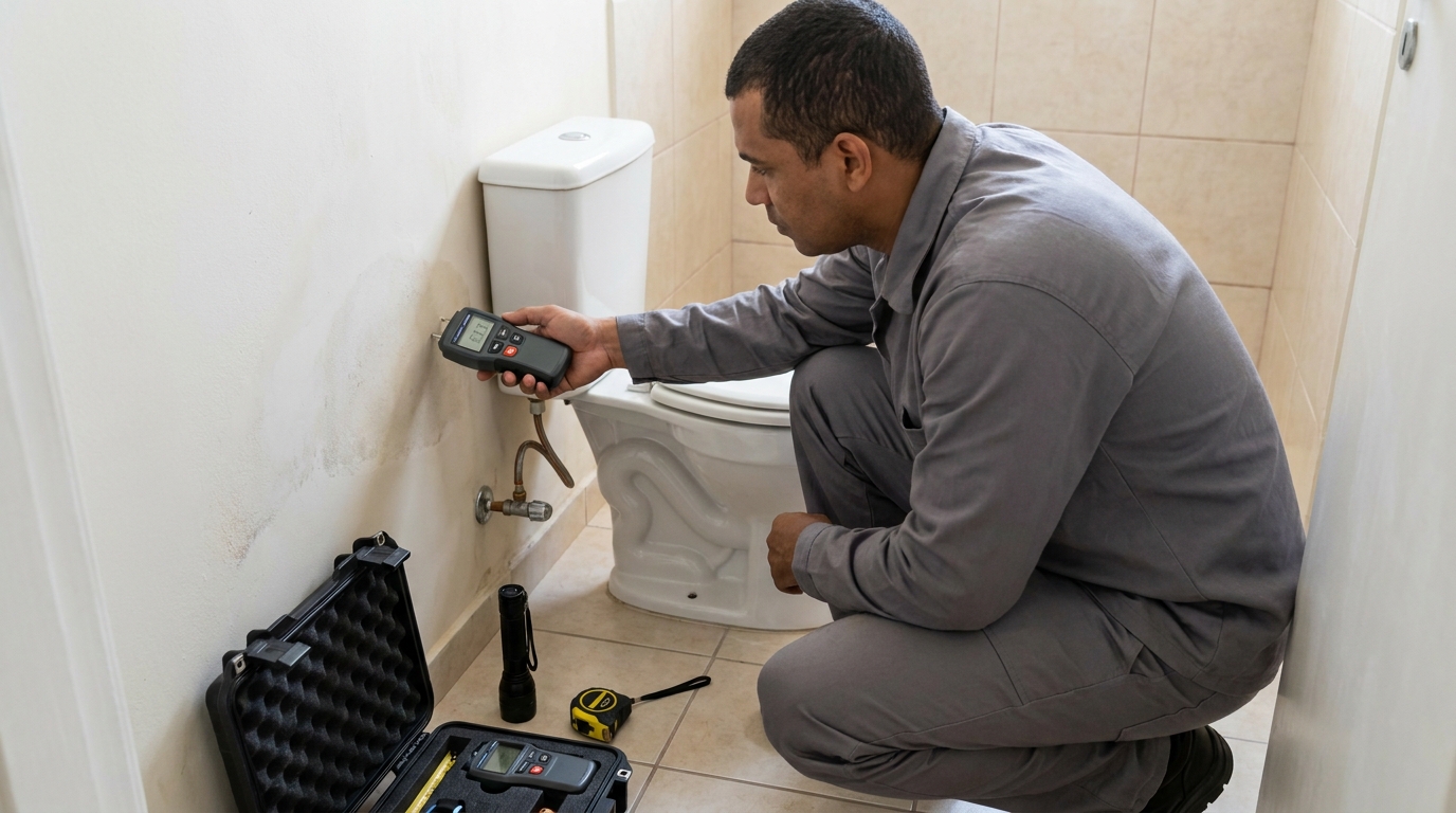 Técnico de caça vazamento em residência em Jundiaí‑SP
